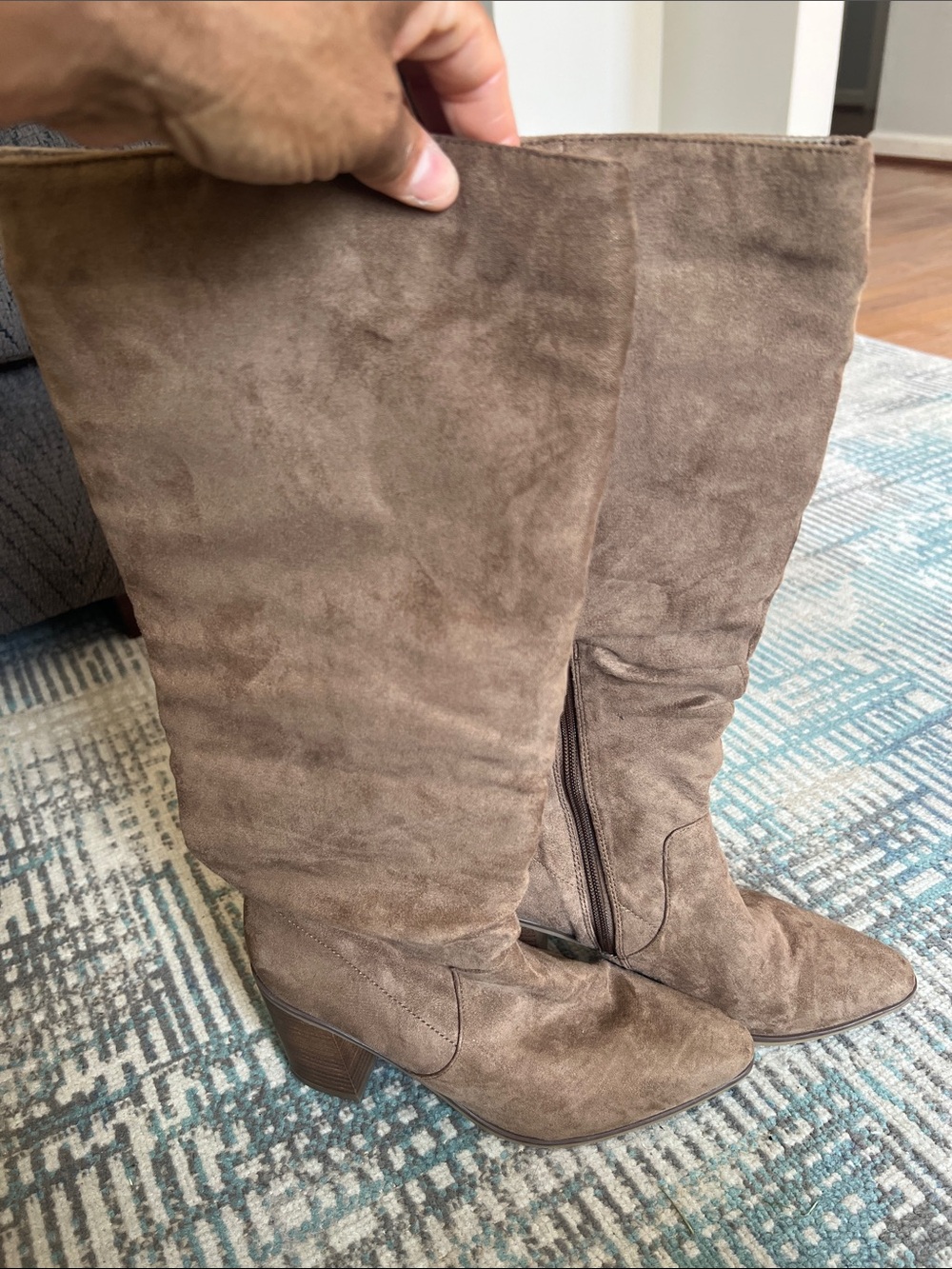Universal Thread Brown Faux Suede Knee High Western Boots Size 7.5